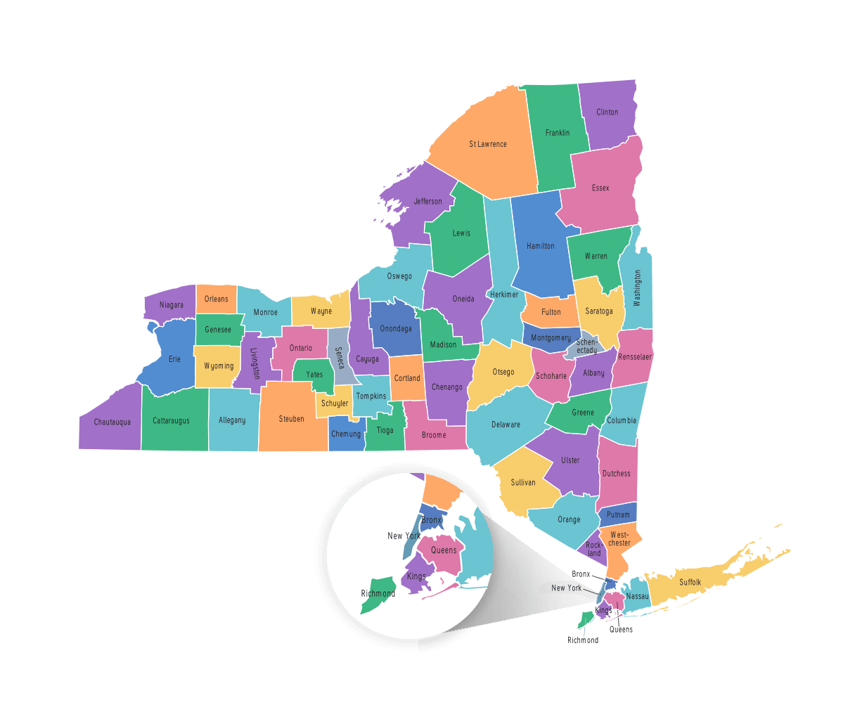 New York State Public Health Department Directory Map